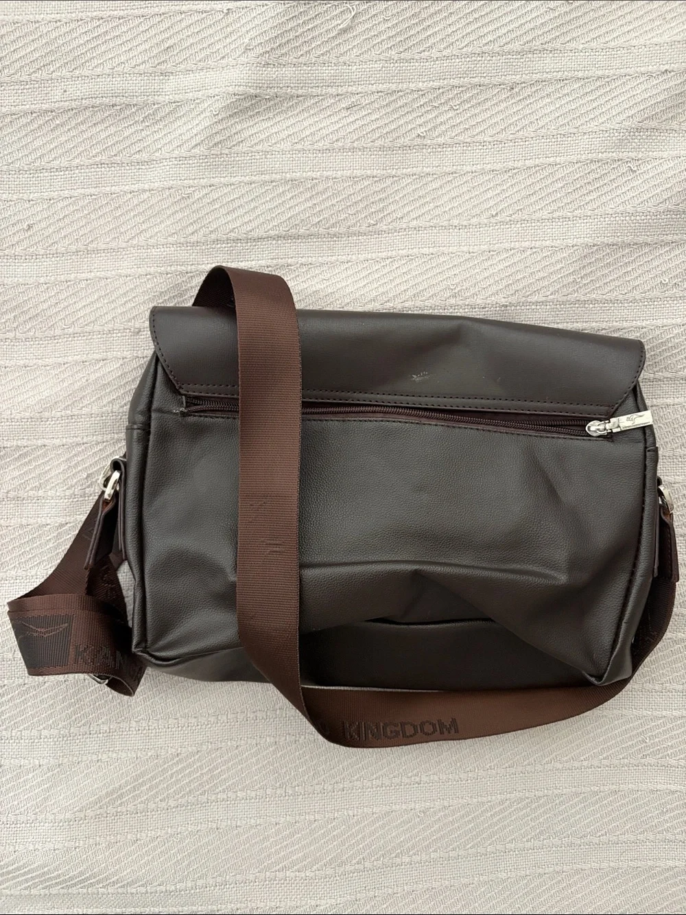 Kangaroo Kingdom Brown Faux Leather Messenger Crossbody Laptop Bag